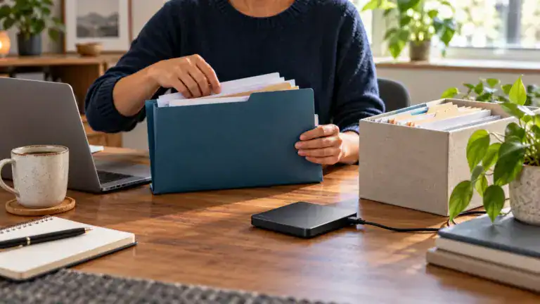Reviewing a working file collection alongside a separate recovery copy.