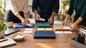 A team organizing shared folders around different work responsibilities.