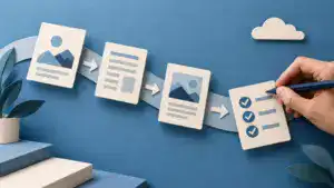 A person reviewing content before it moves through a publishing workflow.