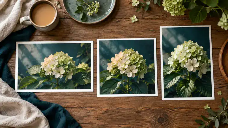 One botanical photograph adapted into landscape, square and portrait crops.